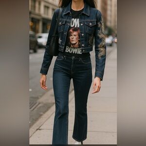 People 4 Peace - Cropped Denim Jacket - embroidered - button up